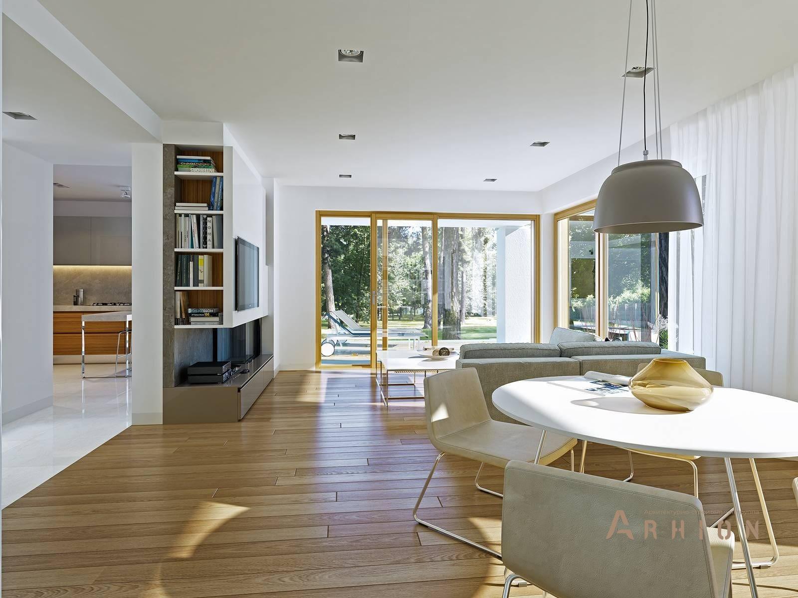 5. Проект одноэтажного дома в современном стиле с двускатной кровлей, BY-5, площадью - 189 кв c мансардой, гаражом